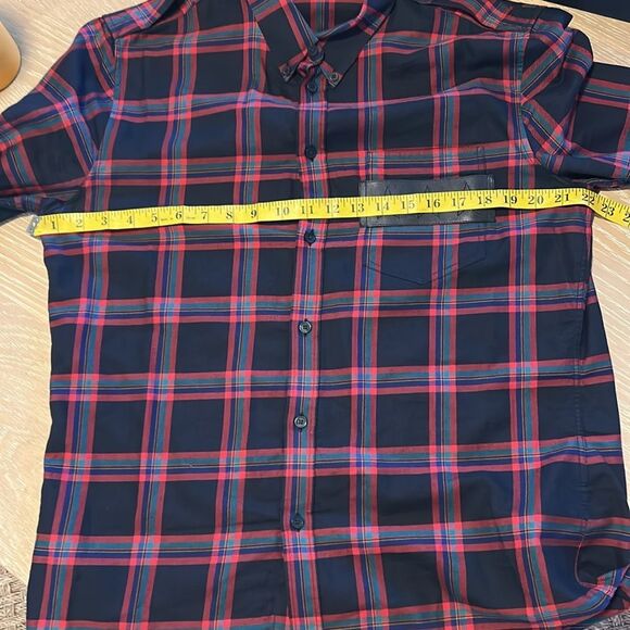 Givenchy Black & Red Tartan Cotton Pocket Shirt, 42US 17 Preowned - Picture 9 of 11